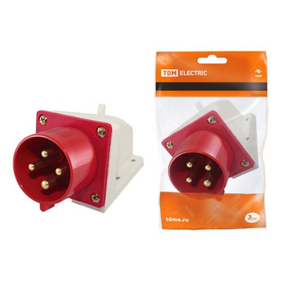 Вилка 514 стационарная 3Р+РЕ 16А 380В IP44 TDM Вилка 514 стационарная 3Р+РЕ 16А 380В IP44 TDM