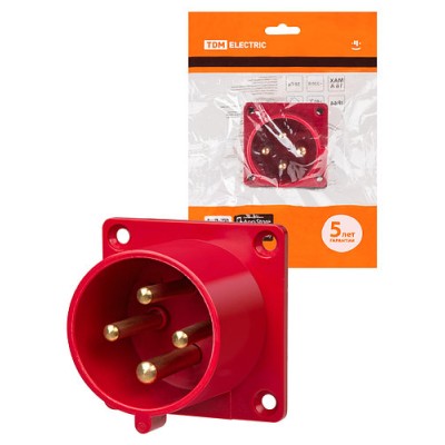 Вилка 624 скрытая 3Р+РЕ 32А 380В IP44 TDM Вилка 624 скрытая 3Р+РЕ 32А 380В IP44 TDM