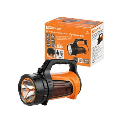 Фонарь светодиод. "Прожектор 9", аккумуляторный, 10 Вт LED, 350 лм, 3,7 В 2,4 А*ч, USB, TDM Фонарь светодиод. "Прожектор 9", аккумуляторный, 10 Вт LED, 350 лм, 3,7 В 2,4 А*ч, USB, TDM