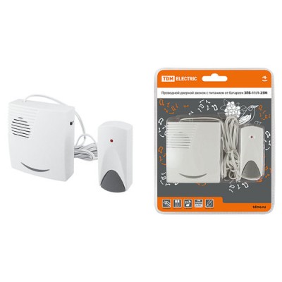 Звонок проводной на батарейках ЗПБ-11/1-25М (25 мелодий, кнопка IP30, 2х1,5В АА) TDM Звонок проводной на батарейках ЗПБ-11/1-25М (25 мелодий, кнопка IP30, 2х1,5В АА) TDM
