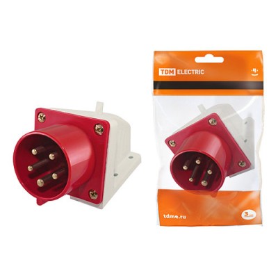 Вилка 515 стационарная 3Р+РЕ+N 16А 380В IP44 TDM Вилка 515 стационарная 3Р+РЕ+N 16А 380В IP44 TDM