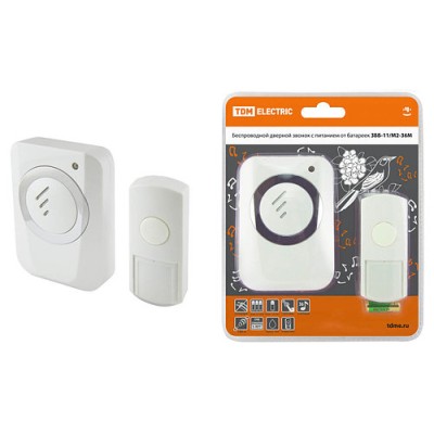 Звонок беспроводной на батарейках ЗББ-11/М2-36М (36 мелодий, кнопка IP44, 3х1,5В АА, многокодовый) TDM Звонок беспроводной на батарейках ЗББ-11/М2-36М (36 мелодий, кнопка IP44, 3х1,5В АА, многокодовый) TDM