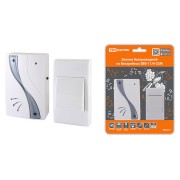 Звонок беспроводной на батарейках ЗББ-11/4-32М (32 мелодии, кнопка IP30, 2х1,5В ААА) TDM