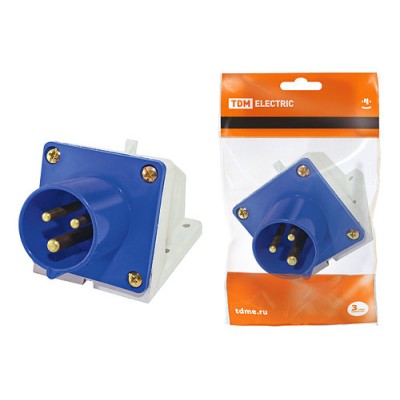 Вилка 523 стационарная 2Р+РЕ 32А 220В IP44 TDM Вилка 523 стационарная 2Р+РЕ 32А 220В IP44 TDM
