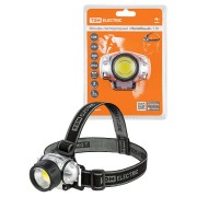 Фонарь светодиодный "Налобный" 5 Вт COB, 300 лм, бат. 3*AAA TDM