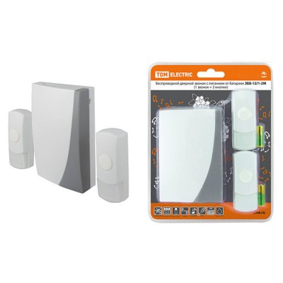 Звонок беспроводной на батарейках ЗББ-12/1-2М (2 мелодии, кнопка IP44, 3х1,5В АА, 2 кнопки) TDM Звонок беспроводной на батарейках ЗББ-12/1-2М (2 мелодии, кнопка IP44, 3х1,5В АА, 2 кнопки) TDM