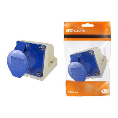 Розетка 133 стационарная 2Р+РЕ 63А 220В IP54 TDM Розетка 133 стационарная 2Р+РЕ 63А 220В IP54 TDM