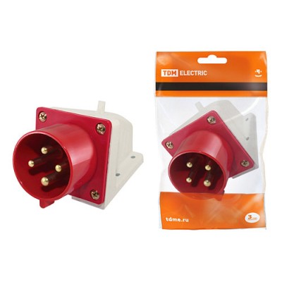 Вилка 524 стационарная 3Р+РЕ 32А 380В IP44 TDM Вилка 524 стационарная 3Р+РЕ 32А 380В IP44 TDM