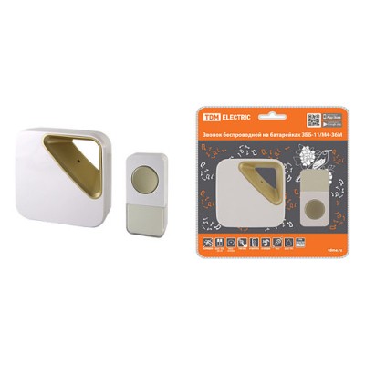 Звонок беспроводной на батарейках ЗББ-11/М4-36М (36 мелодий, кнопка IP44, 2х1,5В АА, многокодовый) TDM Звонок беспроводной на батарейках ЗББ-11/М4-36М (36 мелодий, кнопка IP44, 2х1,5В АА, многокодовый) TDM