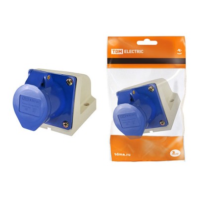 Розетка 113 стационарная 2Р+РЕ 16А 220В IP44 TDM Розетка 113 стационарная 2Р+РЕ 16А 220В IP44 TDM