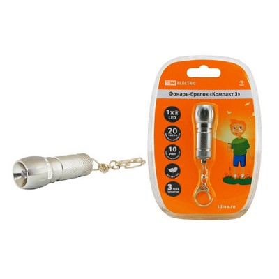 Фонарь-брелок "Компакт 3", светодиодный 3 лм/Вт, батареи типа 3 *AG13 (в комплект не входят) TDM Фонарь-брелок "Компакт 3", светодиодный 3 лм/Вт, батареи типа 3 *AG13 (в комплект не входят) TDM