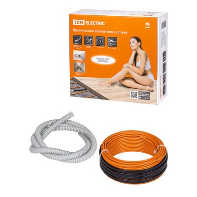 Двухжильный теплый пол в стяжку "ПРОФИ", 51 м, 1000 Вт, S укладки 5,9-8,3 м², TDM Двухжильный теплый пол в стяжку "ПРОФИ", 51 м, 1000 Вт, S укладки 5,9-8,3 м², TDM