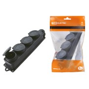 Розетка четырехместная с заглушками каучук 2Р+РЕ 16А 250В IP44 TDM