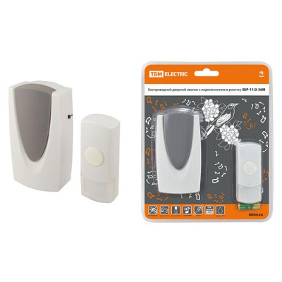 Звонок беспроводной в розетку ЗБР-11/2-36М (36 мелодий, кнопка IP44, AC 230V) TDM Звонок беспроводной в розетку ЗБР-11/2-36М (36 мелодий, кнопка IP44, AC 230V) TDM