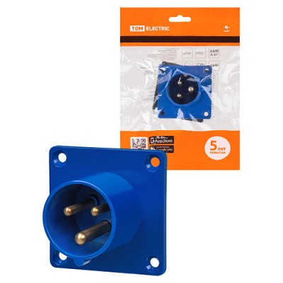 Вилка 613 скрытая 2Р+РЕ 16А 220В IP44 TDM Вилка 613 скрытая 2Р+РЕ 16А 220В IP44 TDM