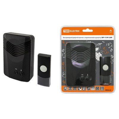Звонок беспроводной в розетку ЗБР-11/М1-36М (36 мелодий, кнопка IP44, AC 230V, многокодовый) TDM Звонок беспроводной в розетку ЗБР-11/М1-36М (36 мелодий, кнопка IP44, AC 230V, многокодовый) TDM