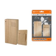 Звонок беспроводной на батарейках ЗББ-11/4-32М "ЭКО" сосна (32 мелодии, кнопка IP30, 2х1,5В ААА) TDM