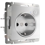 Розетка однопостовая Wi-Fi с з/к серебро Werkel a056420
