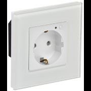 iTEQ SMART-розетка 16А с поддержкой WIFI+BLE со стеклянной рамкой и защитными шторками белая ONI IT-R16SFWBG-K01