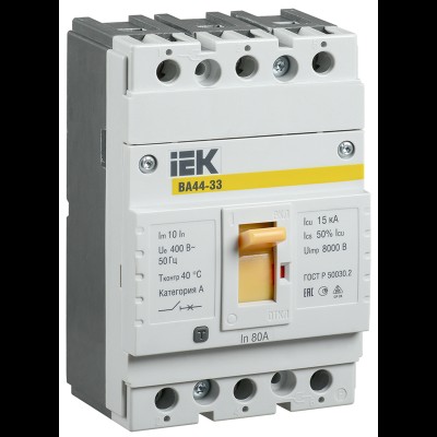 Авт. выкл. ВА44 33 3Р 80А 15кА IEK SVA4410-3-0080 Авт. выкл. ВА44 33 3Р 80А 15кА IEK SVA4410-3-0080