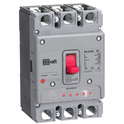 Выключатель 3P 63А 50 кА с электронным расцепителем ВА-333E DEKraft 22491DEK Выключатель 3P 63А 50 кА с электронным расцепителем ВА-333E DEKraft 22491DEK