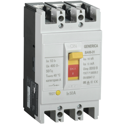 Выкл. авт. ВА66-31 3Р 50А 18кА GENERICA SAV10-3-0050-G Выкл. авт. ВА66-31 3Р 50А 18кА GENERICA SAV10-3-0050-G