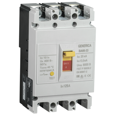 Выкл. авт. ВА66-33 3Р 125А 20кА GENERICA SAV20-3-0125-G Выкл. авт. ВА66-33 3Р 125А 20кА GENERICA SAV20-3-0125-G