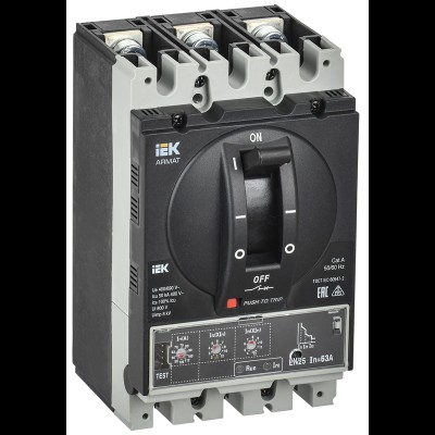 IEK Автоматический выключатель в литом корпусе 3P A 50кА 63А эл. станд. ARMAT AR-MCCB-3A-050-0063A-ELSC IEK Автоматический выключатель в литом корпусе 3P A 50кА 63А эл. станд. ARMAT AR-MCCB-3A-050-0063A-ELSC