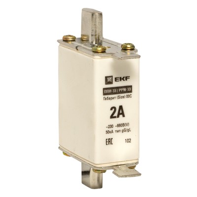 Плавкая вставка ППН-33 100/ 2А габарит 00С EKF PROxima fus-33/100/2 Плавкая вставка ППН-33 100/ 2А габарит 00С EKF PROxima fus-33/100/2