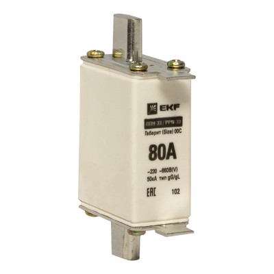 Плавкая вставка ППН-33 100/ 80А габарит 00С EKF PROxima fus-33/100/80 Плавкая вставка ППН-33 100/ 80А габарит 00С EKF PROxima fus-33/100/80
