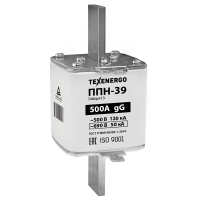 Вставка плавкая ППН-39 500А габарит 3 TexEnergo PP40-500 te00302636 Вставка плавкая ППН-39 500А габарит 3 TexEnergo PP40-500 te00302636