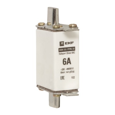 Плавкая вставка ППН-33 100/6А габарит 00С EKF PROxima fus-33/100/6 Плавкая вставка ППН-33 100/6А габарит 00С EKF PROxima fus-33/100/6