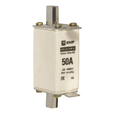 Предохранитель 50А 660 В 00 (NH00) ППН-33 PROxima EKF fus-33/160/50 Предохранитель 50А 660 В 00 (NH00) ППН-33 PROxima EKF fus-33/160/50