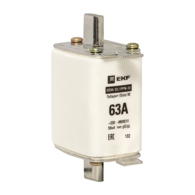 Предохранитель 63А 660 В 00 (NH00) ППН-33 PROxima EKF fus-33/160/63 Предохранитель 63А 660 В 00 (NH00) ППН-33 PROxima EKF fus-33/160/63
