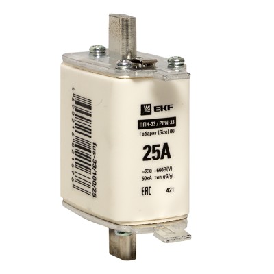 Предохранитель 25А 660 В 00 (NH00) ППН-33 PROxima EKF fus-33/160/25 Предохранитель 25А 660 В 00 (NH00) ППН-33 PROxima EKF fus-33/160/25