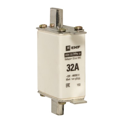 Плавкая вставка ППН-33 100/ 32А габарит 00С EKF PROxima fus-33/100/32 Плавкая вставка ППН-33 100/ 32А габарит 00С EKF PROxima fus-33/100/32