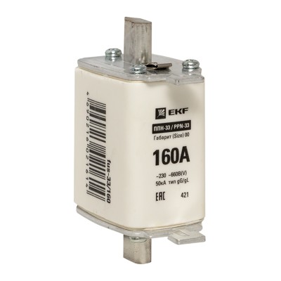Предохранитель 160 А 660 В 00 (NH00) ППН-33 PROxima EKF fus-33/160 Предохранитель 160 А 660 В 00 (NH00) ППН-33 PROxima EKF fus-33/160