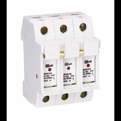 Держатель предохранителя 3P 32А с индикацией ПЦ-102 DEKraft 21385DEK Держатель предохранителя 3P 32А с индикацией ПЦ-102 DEKraft 21385DEK