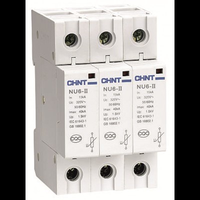 Ограничитель имп. перенапр. NU6-? 3Р In=15kA Uc=460B Im=40kA (R)(CHINT) 213583 Ограничитель имп. перенапр. NU6-? 3Р In=15kA Uc=460B Im=40kA (R)(CHINT) 213583