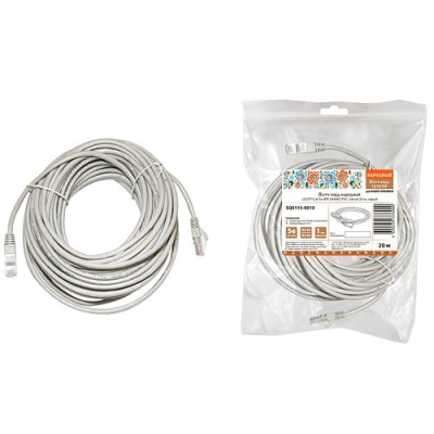 Патч-корд народный U/UTP Cat 5e 4PR 24AWG PVC, литой 20 м, серый Патч-корд народный U/UTP Cat 5e 4PR 24AWG PVC, литой 20 м, серый
