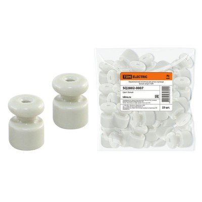 Керамический изолятор для ретро провода белый (25шт) TDM Керамический изолятор для ретро провода белый (25шт) TDM