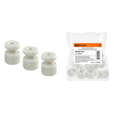 Керамический изолятор для ретро провода белый (10шт) TDM Керамический изолятор для ретро провода белый (10шт) TDM