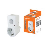 Датчик движения розеточный ДДР-01 1200Вт, 10-420с, 2-9м, 3+лк, 120гр, IP20, TDM