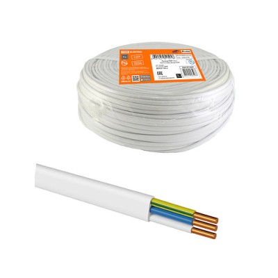 Провод ПВВП 3х2,5 ГОСТ (100м), белый TDM Провод ПВВП 3х2,5 ГОСТ (100м), белый TDM