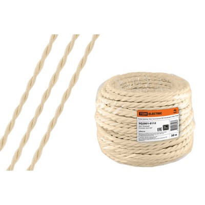 Ретро провод "Эко" 2х2,5 витой ГОСТ бежевый (50м) TDM Ретро провод "Эко" 2х2,5 витой ГОСТ бежевый (50м) TDM