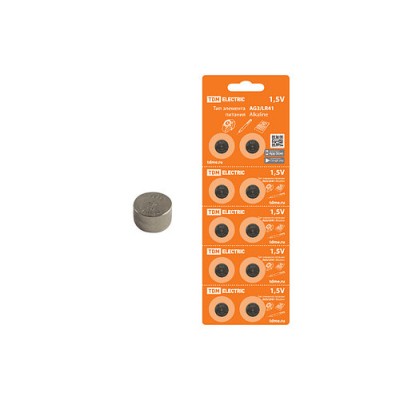 Элемент питания AG3/LR41 Alkaline 1,5V BP-10 TDM Элемент питания AG3/LR41 Alkaline 1,5V BP-10 TDM