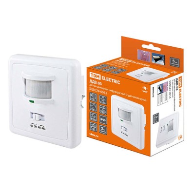 Датчик движения встраив. в стену ДДВ-03 500Вт, 5-480с, 2-12м, 5+Лк, 140гр, 30-90Дб, IP20, TDM Датчик движения встраив. в стену ДДВ-03 500Вт, 5-480с, 2-12м, 5+Лк, 140гр, 30-90Дб, IP20, TDM