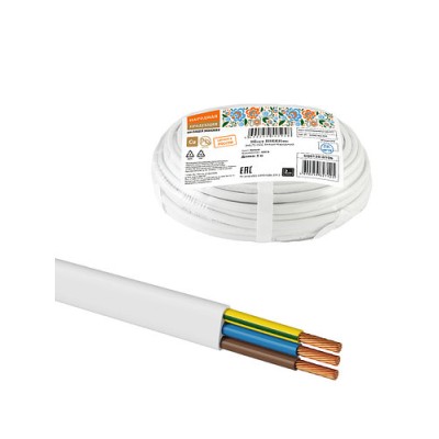 Шнур ШВВПмб 3х0,75 (5м), белый Народный Шнур ШВВПмб 3х0,75 (5м), белый Народный