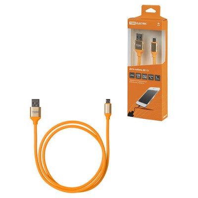 Дата-кабель, ДК 13, USB - micro USB, 1 м, силиконовая оплетка, оранжевый, TDM Дата-кабель, ДК 13, USB - micro USB, 1 м, силиконовая оплетка, оранжевый, TDM