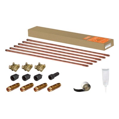 Комплект заземления №1, для частного дома, на основе стальных омедненных стержней D14 9м, крестовой зажим, Комплект заземления №1, для частного дома, на основе стальных омедненных стержней D14 9м, крестовой зажим,